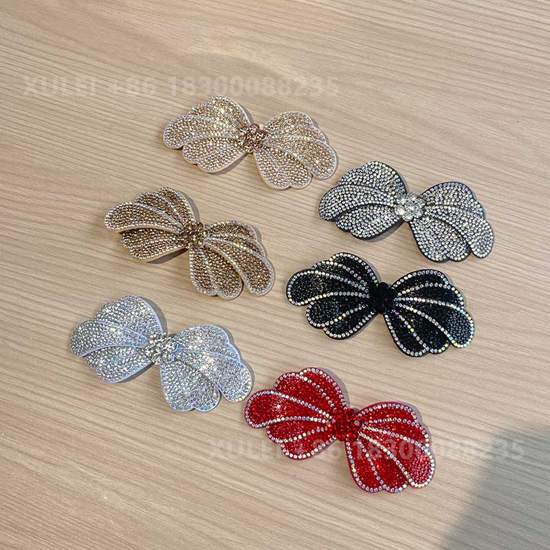 Fan-Shape Wing Bow Full Rhinestone Hotfix Patch Shoe Clip – Crystal Wing Bow Shoe Decoration Wholesale