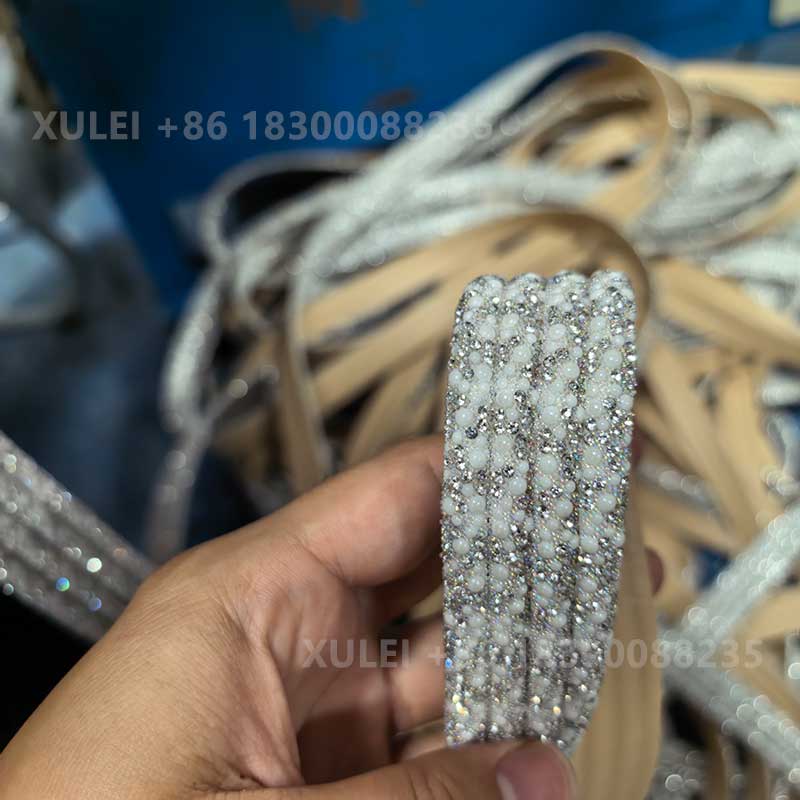 Pearl Rhinestone Hotfix Trim – Crystal Pearl Strip for Shoes, Bags & DIY Crafts Wholesale - Image 4
