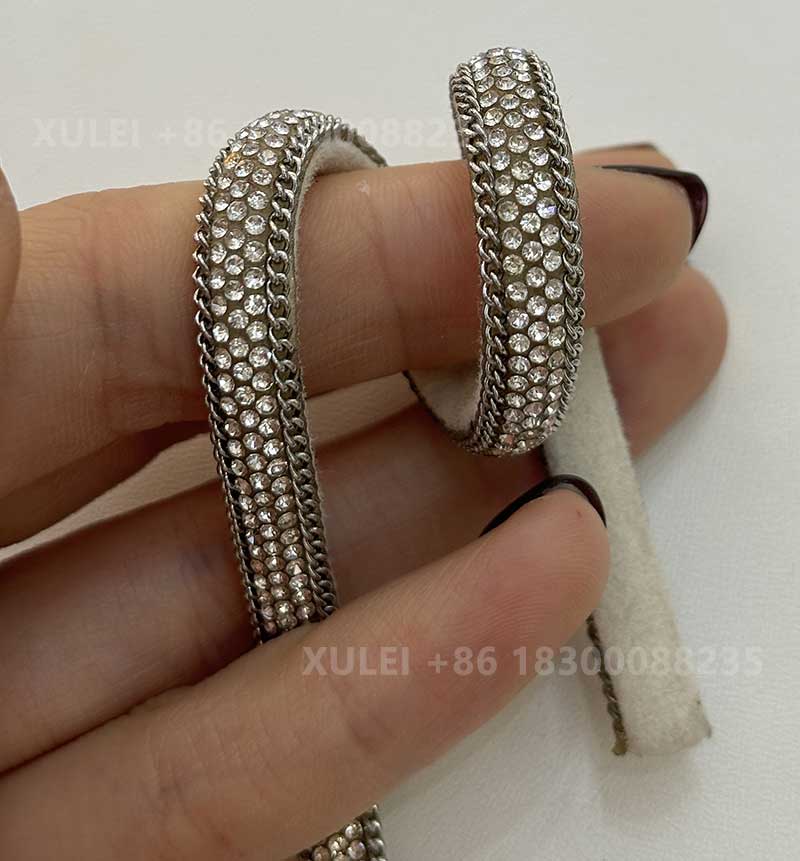 Double-Edge Chain-Trimmed Round Tube Rhinestone Rope – for Heels, Sandals & Bags Wholesale - Image 2