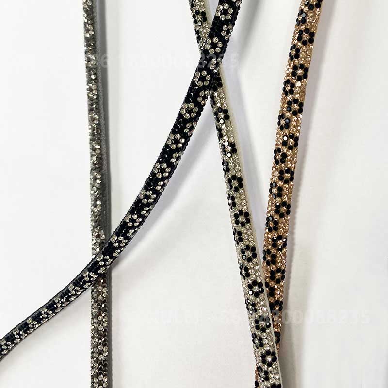 Black & Gold Alternating Round Tube Full Rhinestone Hotfix Rope – for Heels, Sandals & Bags Wholesale - Image 5