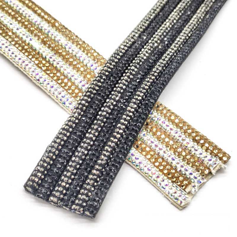 Three-Row Round Rhinestone Hotfix Strip – for Heels, Sandals, Apparel & Bags Wholesale